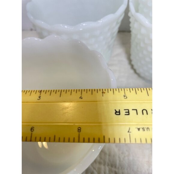 Fire-King Ovenware White Hobnail Milk Glass Custard Planters Set Of 4 Vintage Sc - Picture 8 of 8